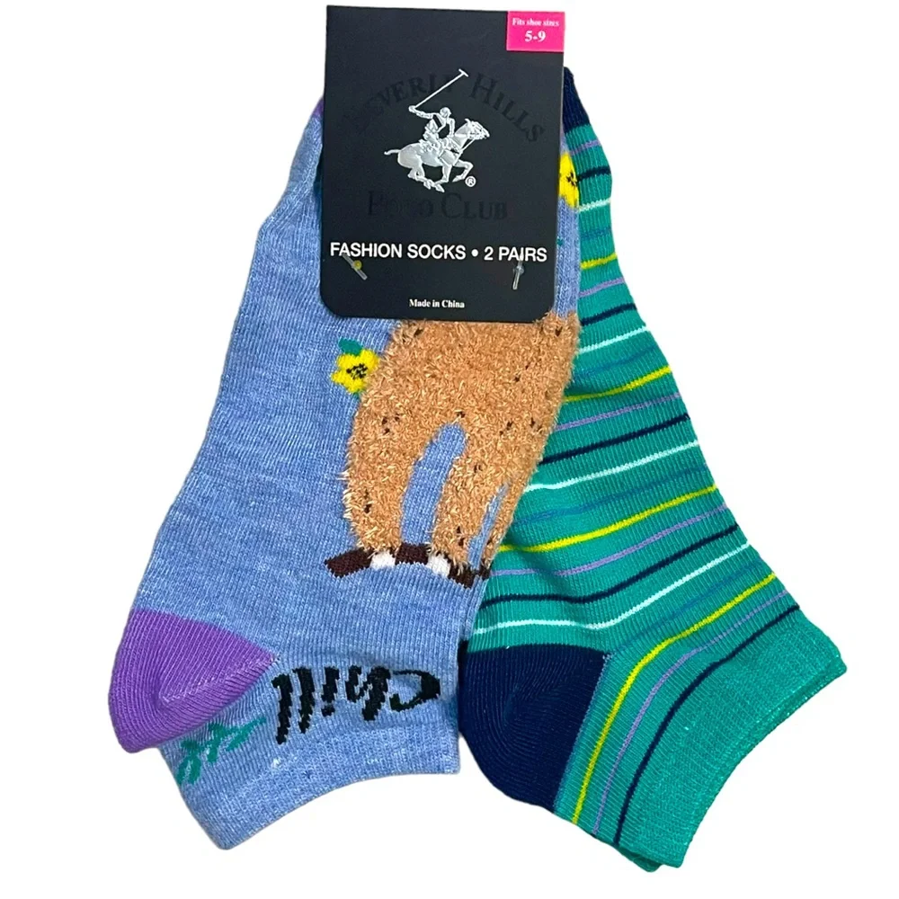 Beverly Hills Polo Club Women’s 2 Pair Chill Out No Show Fashion Socks NWT